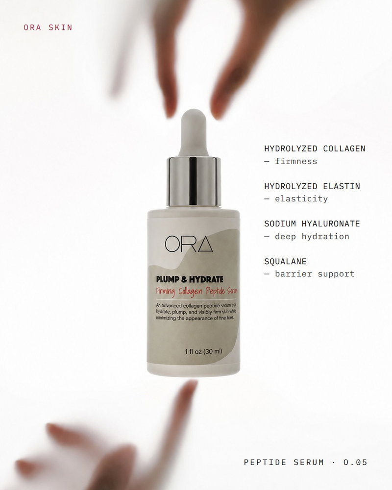 Four actives, each named, each doing one thing. Three to four drops morning and night, pressed in rather than rubbed, before moisturizer.