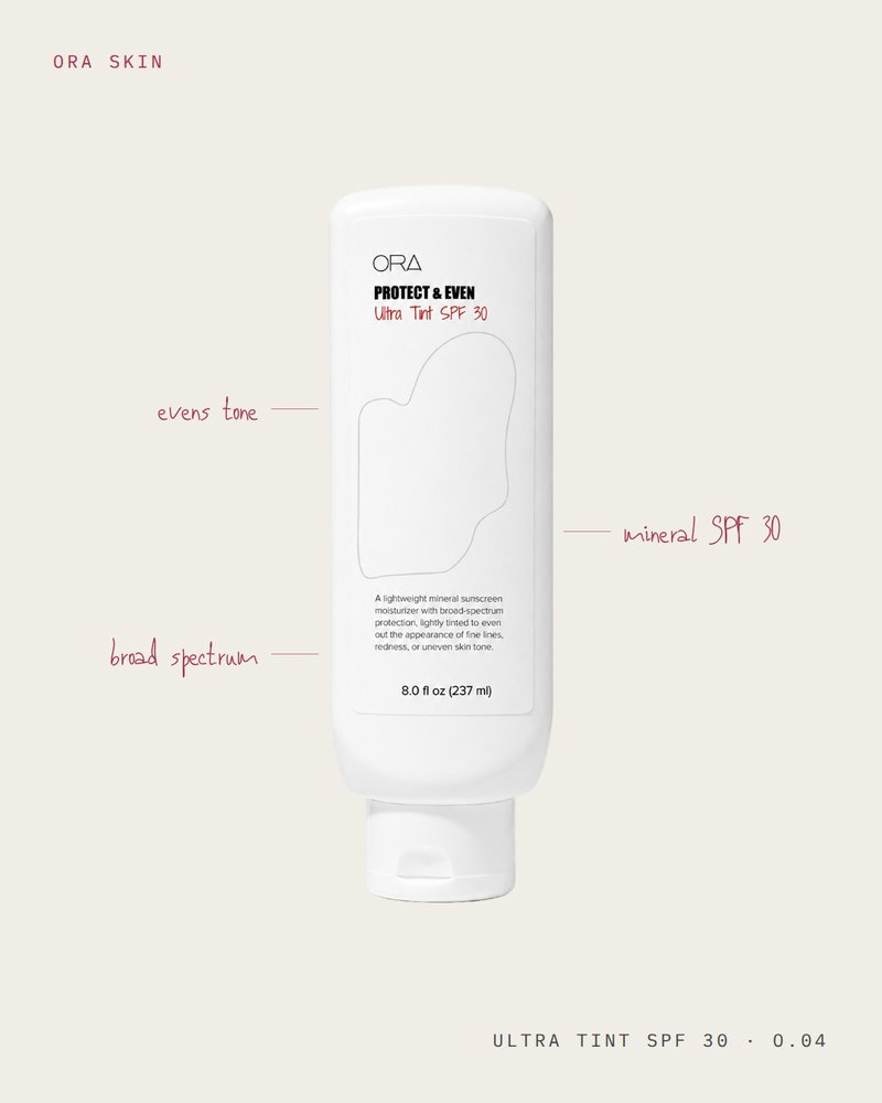 A tinted mineral sunscreen, broad spectrum SPF 30: the tint evens tone without covering it. Apply 15 minutes before sun, and reapply every 2...