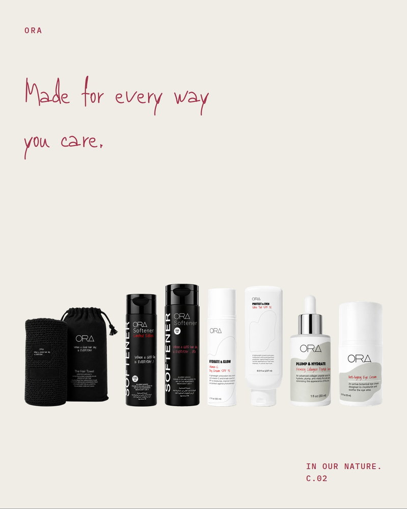 The ORA collection brings together seven products for hair and skin, each with a clear role. Choose what suits your routine and make it enti...