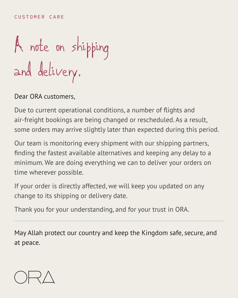 A note on shipping and delivery. Some orders may arrive slightly later than expected during this period. We're monitoring every shipment, an...
